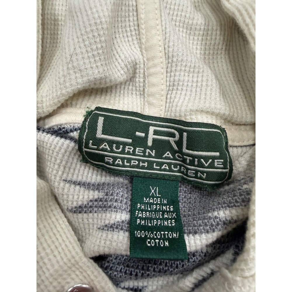 Lauren Ralph Lauren Active Womens XL Southwestern Waffle Knit Hoodie White Black - Picture 4 of 8
